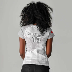Custom Tunisia Football Women V-Neck T-Shirt Eagles of Carthage Go Champion - White Color - African Pride