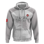 Custom Tunisia Football Zip Hoodie Eagles of Carthage Go Champion - White Color - African Pride