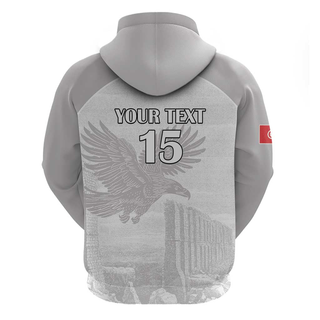Custom Tunisia Football Zip Hoodie Eagles of Carthage Go Champion - White Color - African Pride