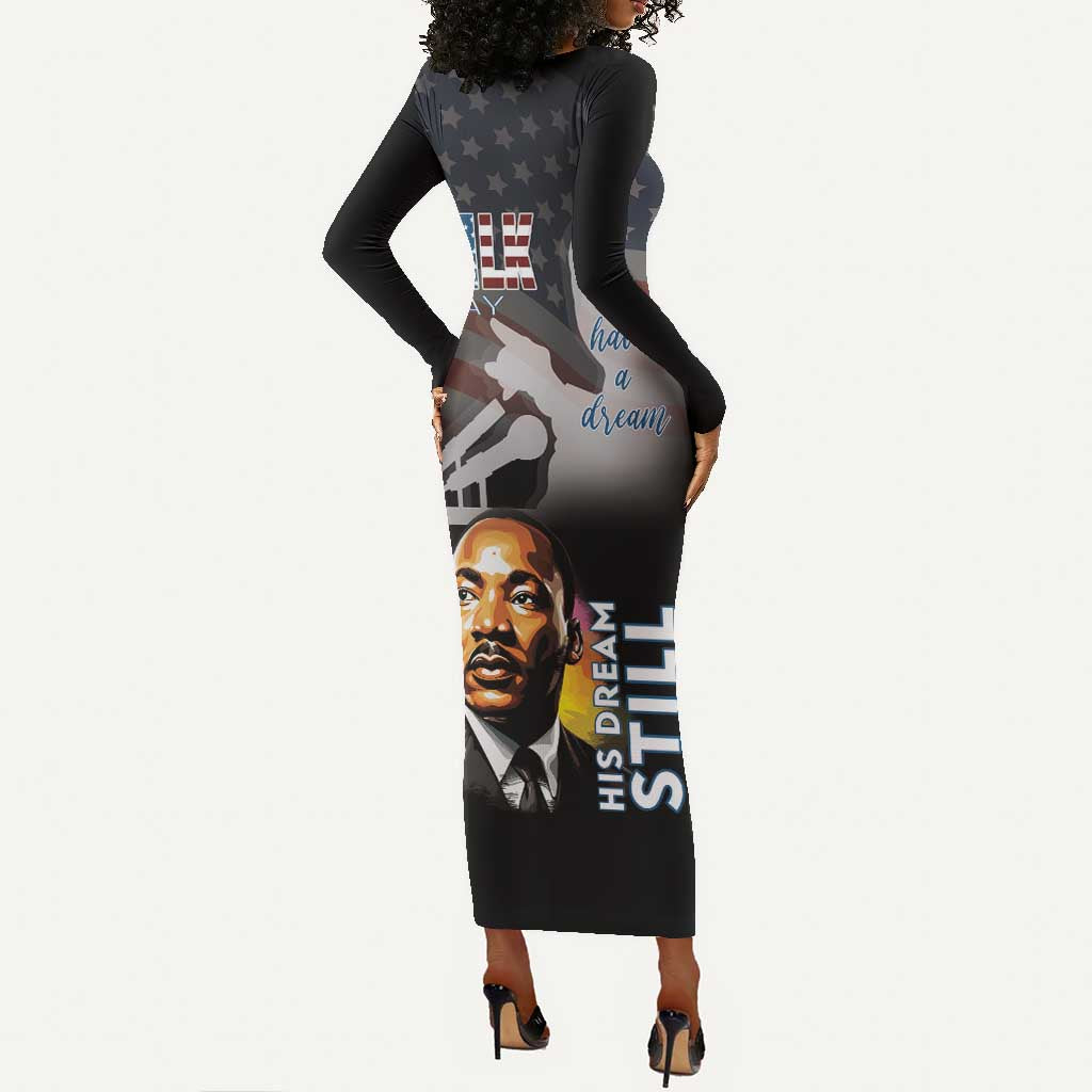 Black Americans Happy MLK Day Long Sleeve Bodycon Dress I Have A Dream LT15