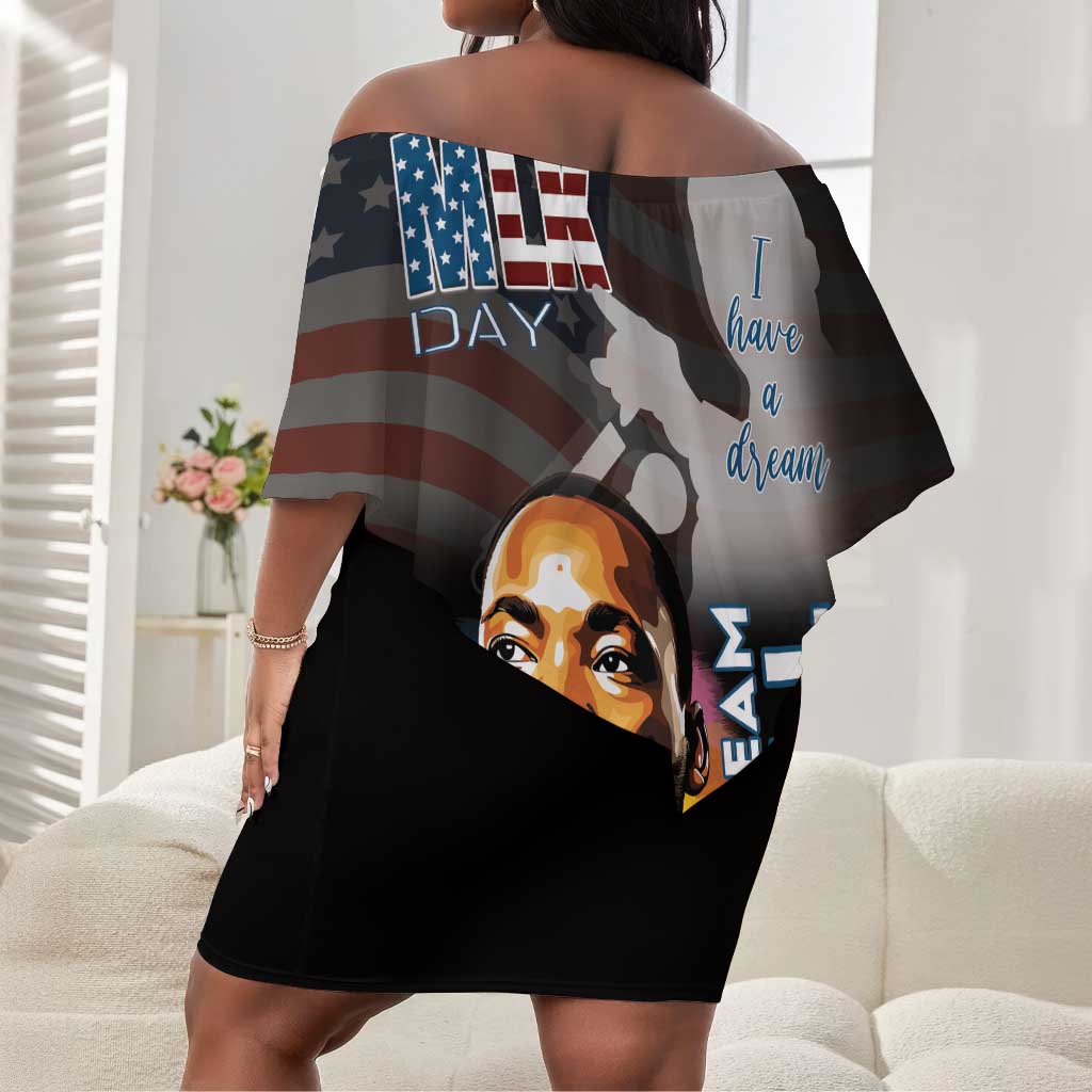 Black Americans Happy MLK Day Off Shoulder Short Dress I Have A Dream