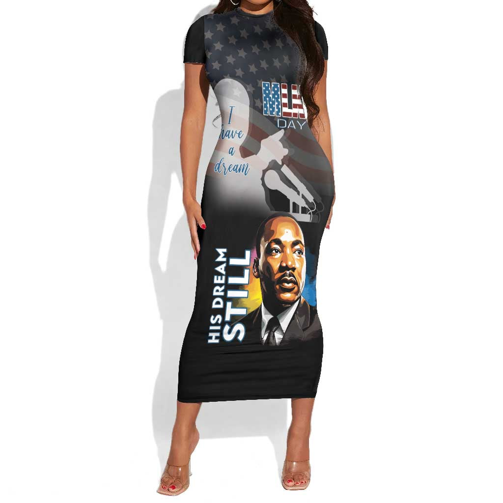 Black Americans Happy MLK Day Short Sleeve Bodycon Dress I Have A Dream LT15