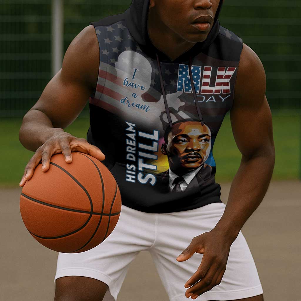 Black Americans Happy MLK Day Sleeveless Hoodie I Have A Dream - African Pride