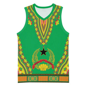 Personalised Afro Guinea Bissau Basketball Jersey Dashiki With Coat Of Arms - African Pride