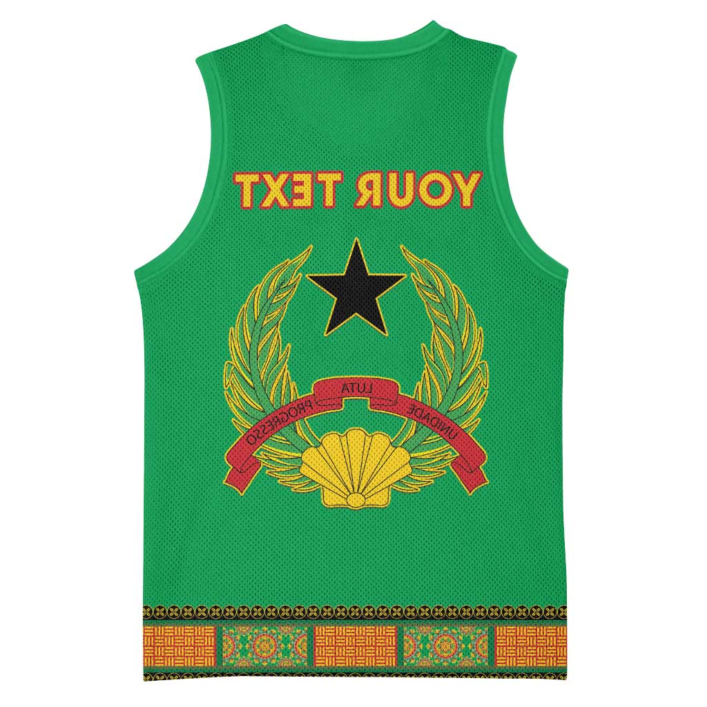Personalised Afro Guinea Bissau Basketball Jersey Dashiki With Coat Of Arms - African Pride