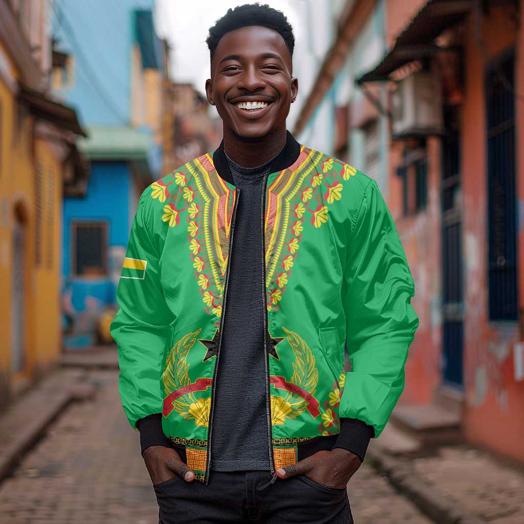 Personalised Afro Guinea Bissau Bomber Jacket Dashiki With Coat Of Arms