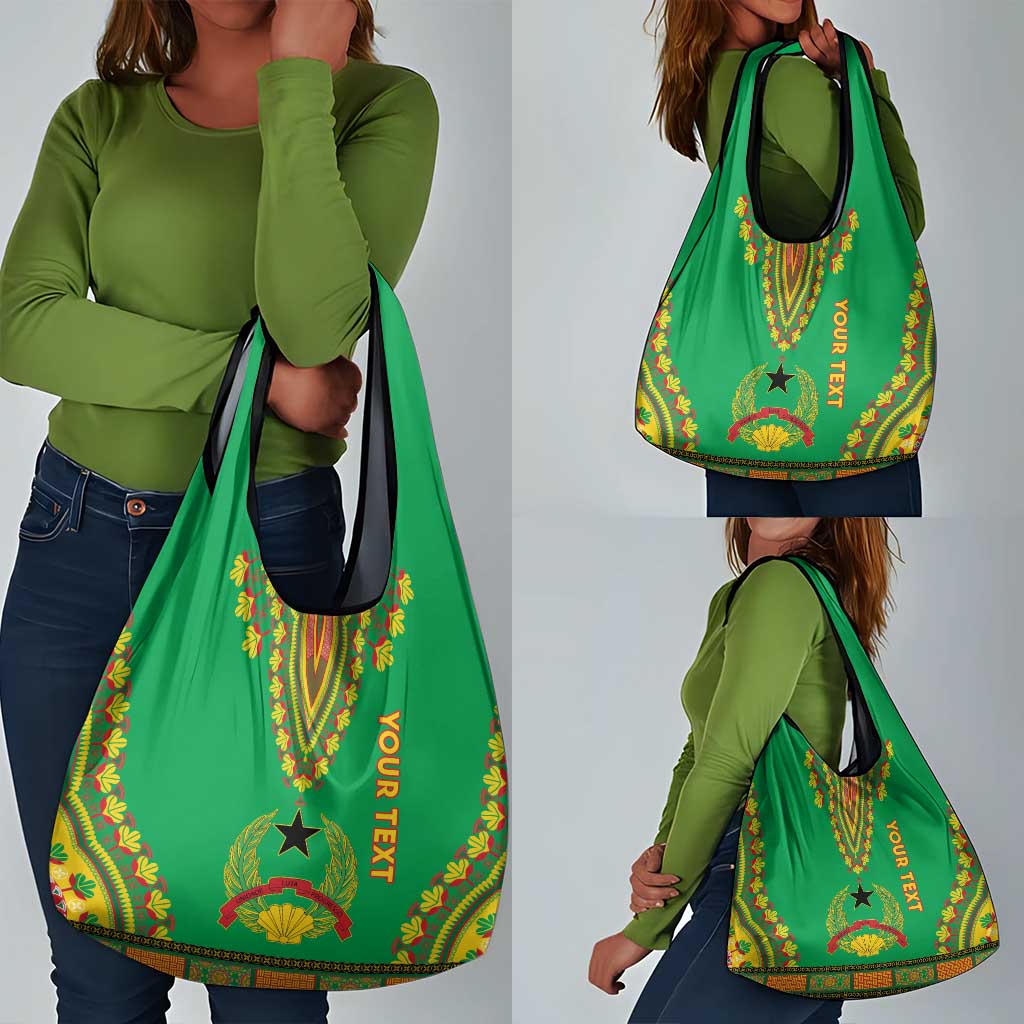 Personalised Afro Guinea Bissau Grocery Bag Dashiki With Coat Of Arms