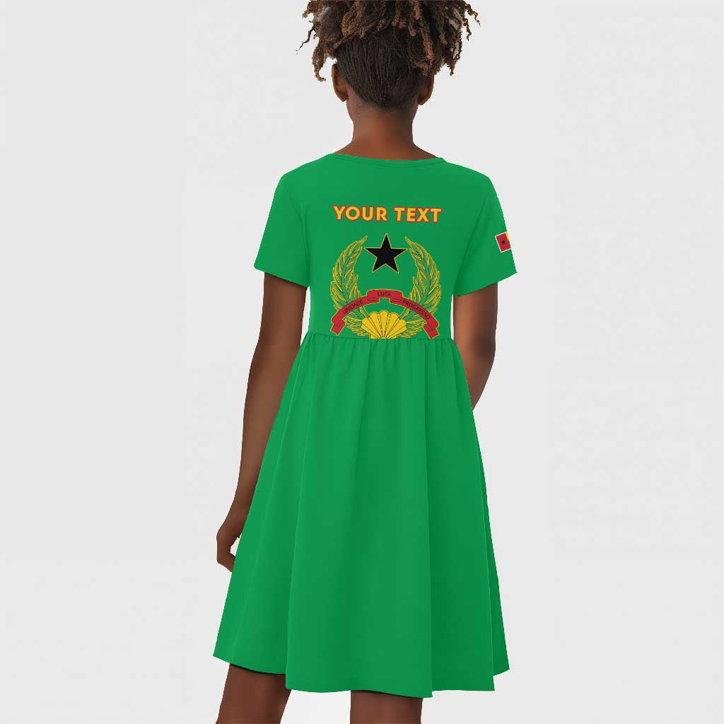 Personalised Afro Guinea Bissau Kid Short Sleeve Dress Dashiki With Coat Of Arms