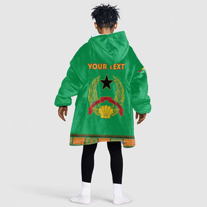 Personalised Afro Guinea Bissau Kid Wearable Blanket Hoodie Dashiki With Coat Of Arms