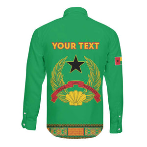 Personalised Afro Guinea Bissau Long Sleeve Button Shirt Dashiki With Coat Of Arms