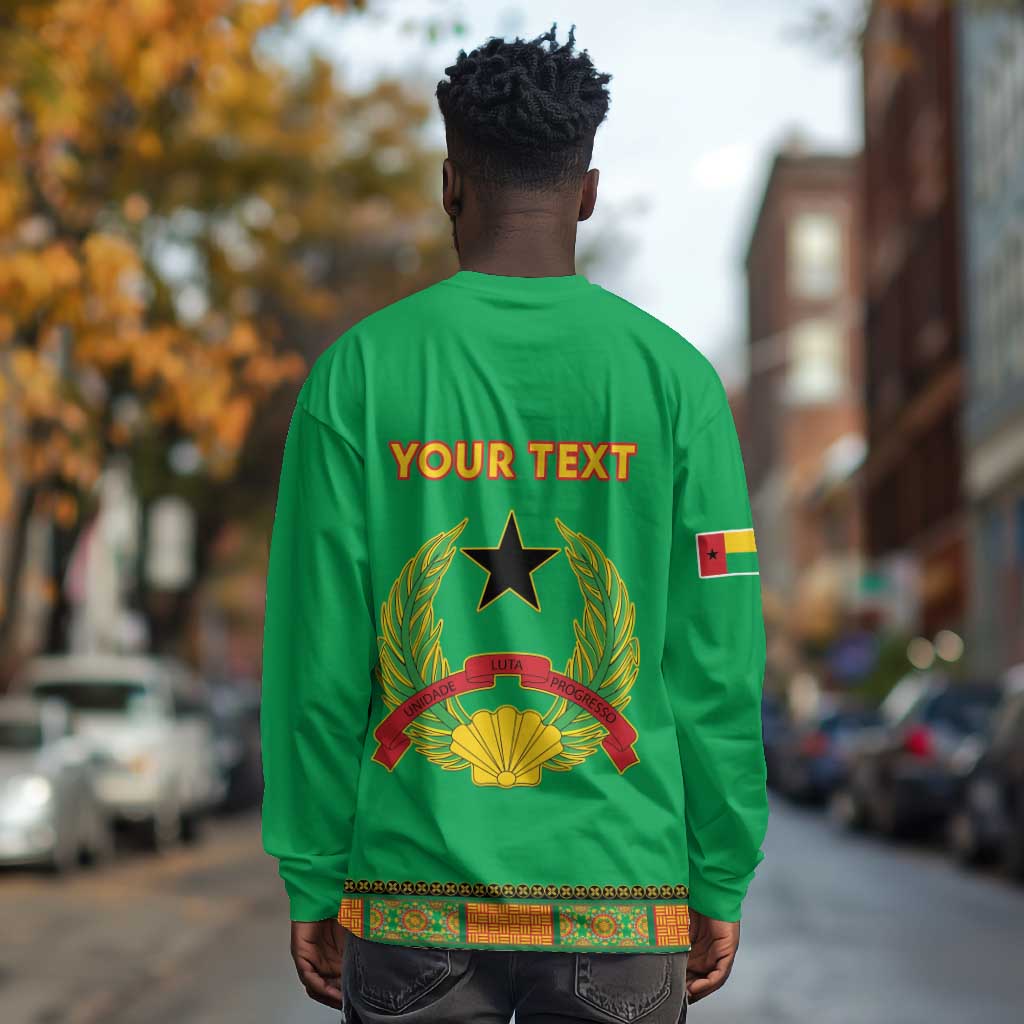 Personalised Afro Guinea Bissau Long Sleeve Shirt Dashiki With Coat Of Arms