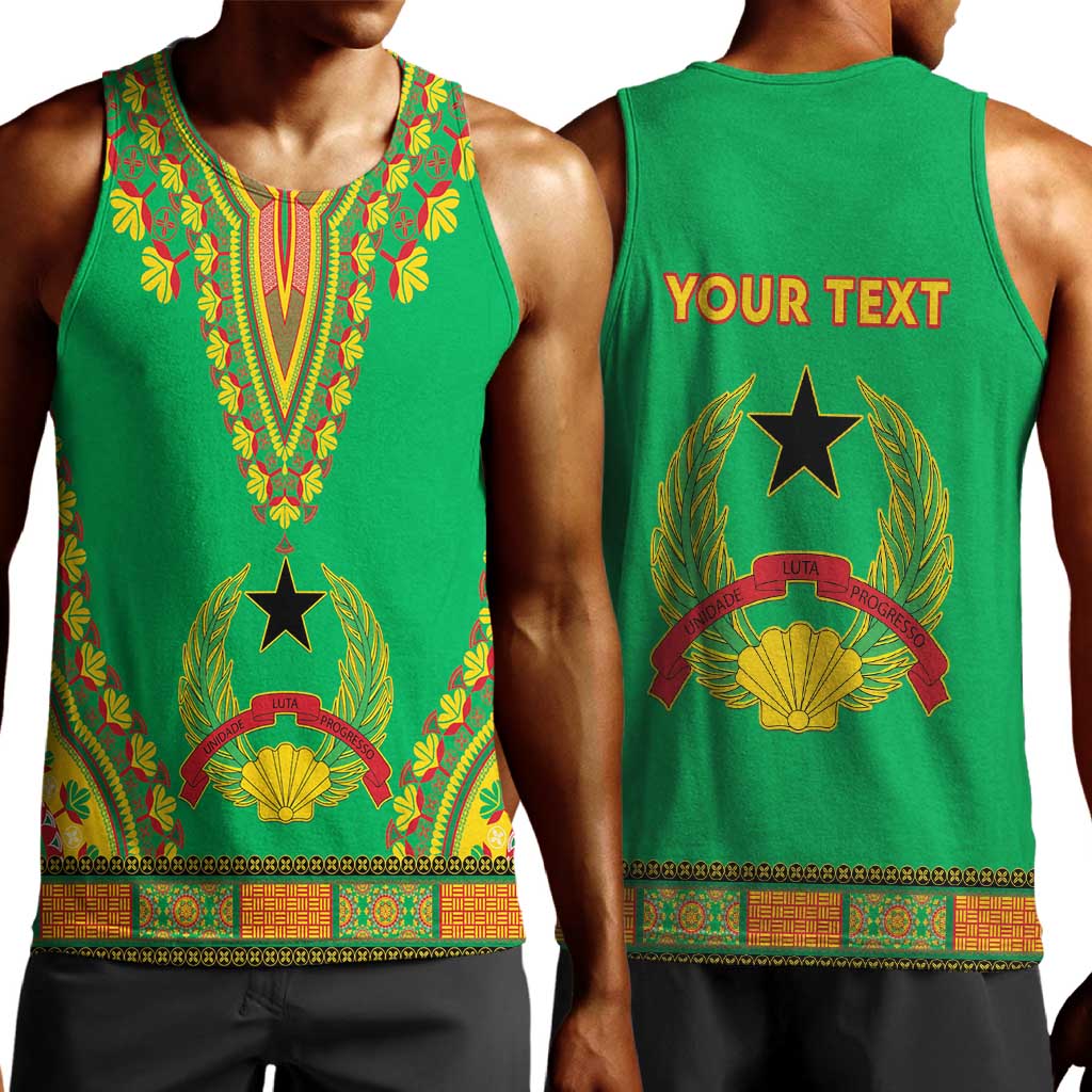 Personalised Afro Guinea Bissau Men Tank Top Dashiki With Coat Of Arms