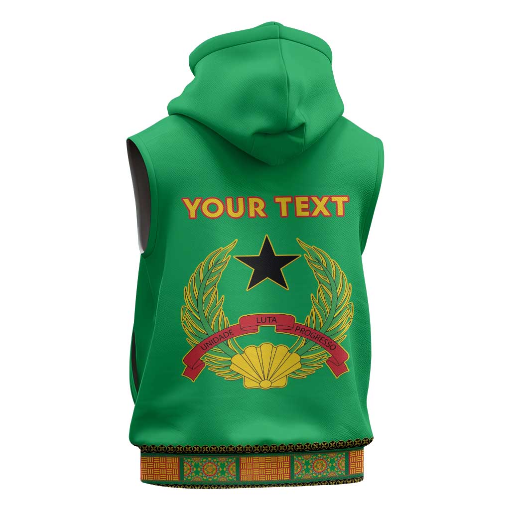 Personalised Afro Guinea Bissau Sleeveless Hoodie Dashiki With Coat Of Arms - African Pride