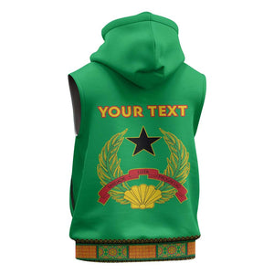 Personalised Afro Guinea Bissau Sleeveless Hoodie Dashiki With Coat Of Arms - African Pride