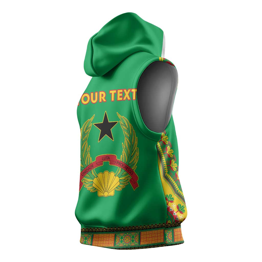 Personalised Afro Guinea Bissau Sleeveless Hoodie Dashiki With Coat Of Arms - African Pride