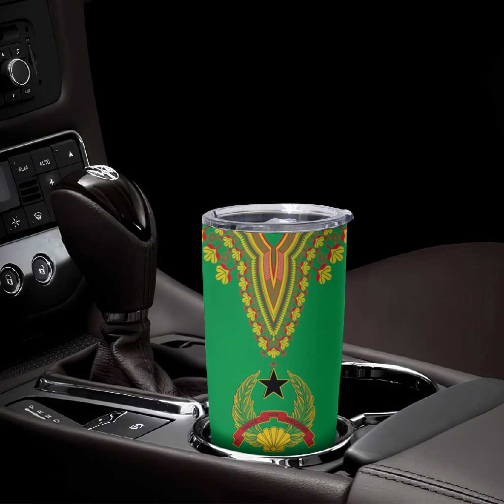 Personalised Afro Guinea Bissau Tumbler Cup Dashiki With Coat Of Arms