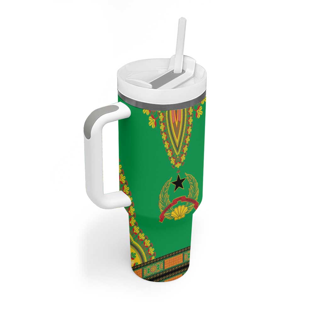 Personalised Afro Guinea Bissau Tumbler With Handle Dashiki With Coat Of Arms