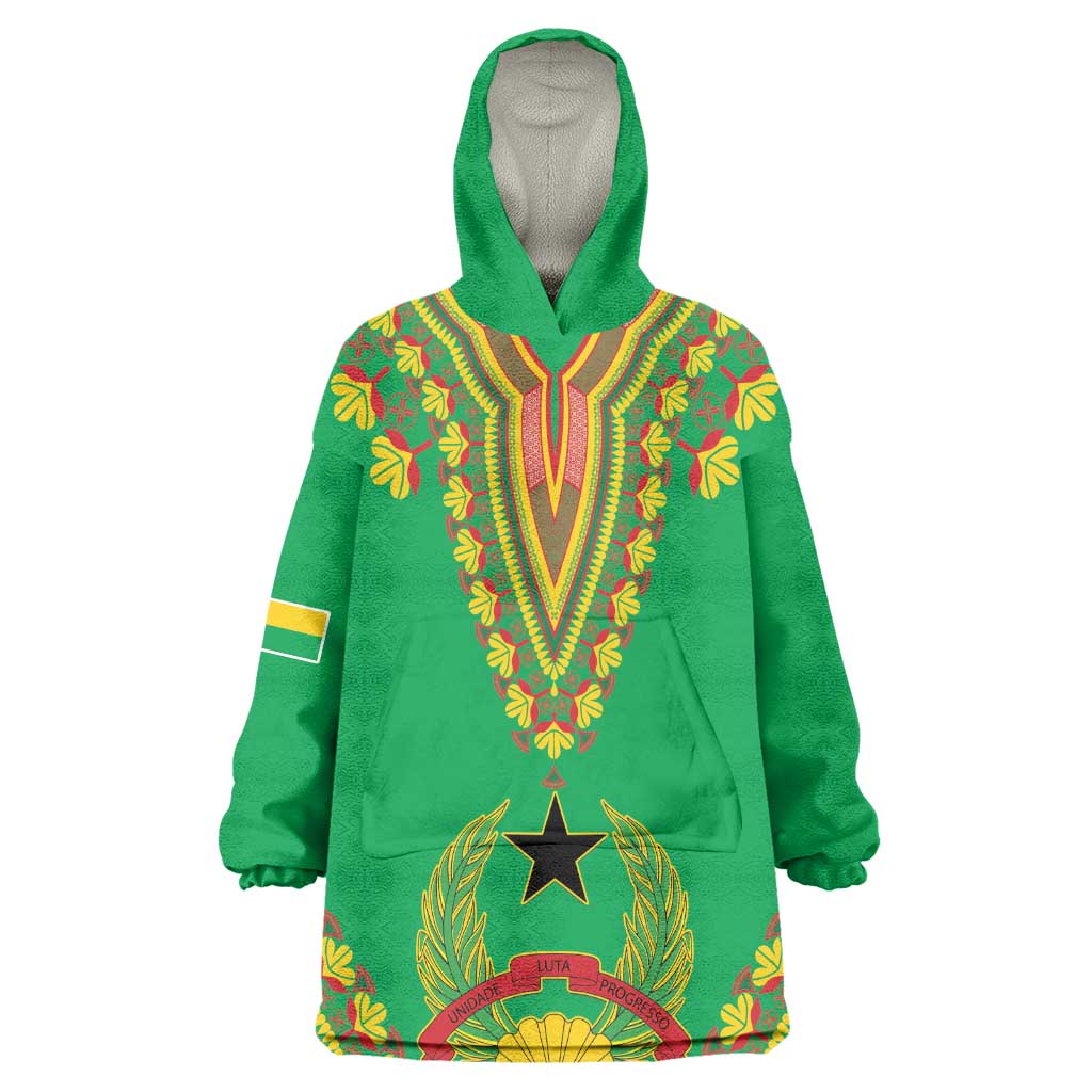 Personalised Afro Guinea Bissau Wearable Blanket Hoodie Dashiki With Coat Of Arms