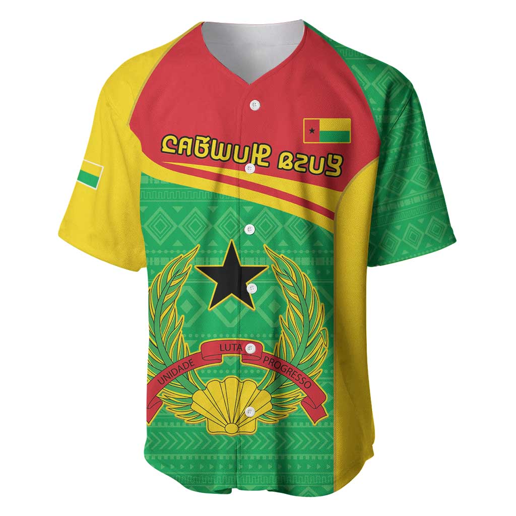 Personalised Afro Guinea Bissau Baseball Jersey Coat Of Arms Mix African Pattern
