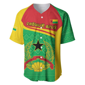 Personalised Afro Guinea Bissau Baseball Jersey Coat Of Arms Mix African Pattern