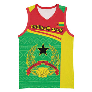 Personalised Afro Guinea Bissau Basketball Jersey Coat Of Arms Mix African Pattern - African Pride