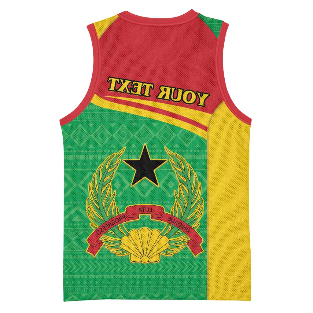 Personalised Afro Guinea Bissau Basketball Jersey Coat Of Arms Mix African Pattern - African Pride