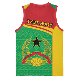 Personalised Afro Guinea Bissau Basketball Jersey Coat Of Arms Mix African Pattern - African Pride