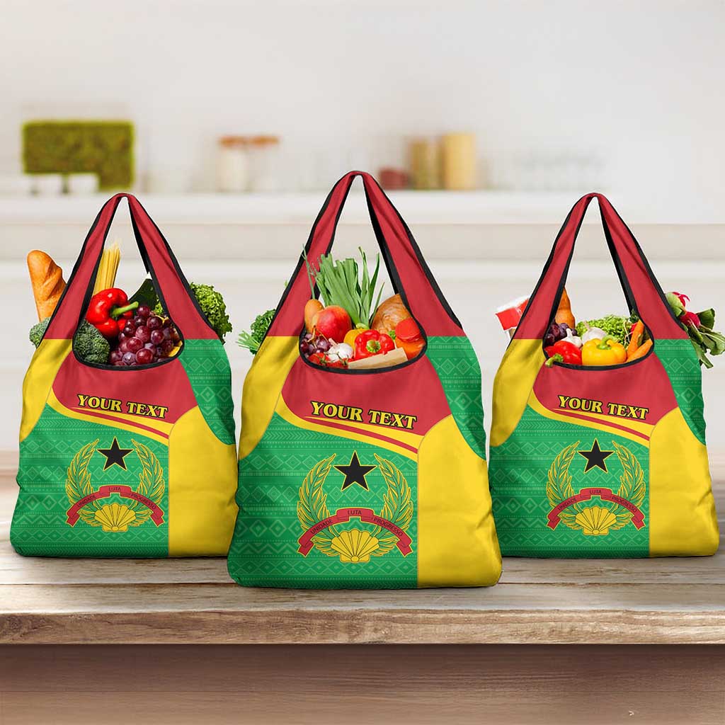 Personalised Afro Guinea Bissau Grocery Bag Coat Of Arms Mix African Pattern