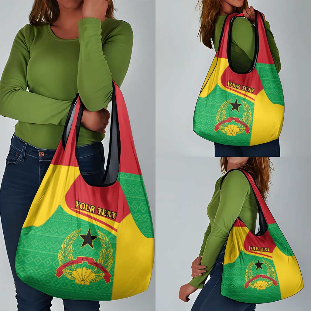 Personalised Afro Guinea Bissau Grocery Bag Coat Of Arms Mix African Pattern