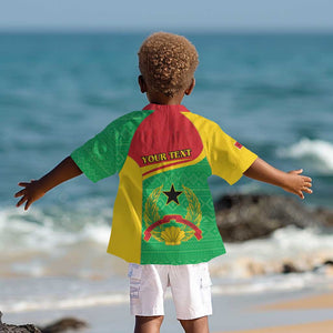 Personalised Afro Guinea Bissau Kid Hawaiian Shirt Coat Of Arms Mix African Pattern