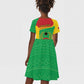 Personalised Afro Guinea Bissau Kid Short Sleeve Dress Coat Of Arms Mix African Pattern