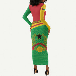 Personalised Afro Guinea Bissau Long Sleeve Bodycon Dress Coat Of Arms Mix African Pattern LT15