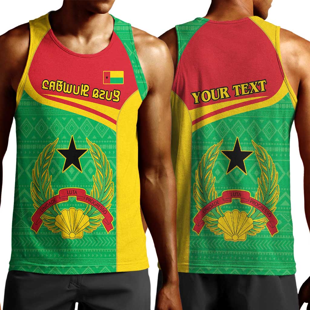 Personalised Afro Guinea Bissau Men Tank Top Coat Of Arms Mix African Pattern