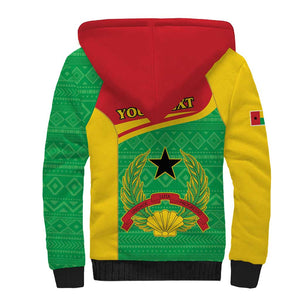 Personalised Afro Guinea Bissau Sherpa Hoodie Coat Of Arms Mix African Pattern