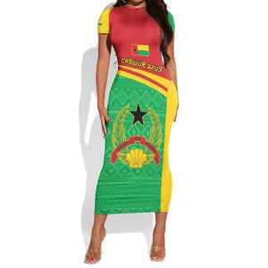 Personalised Afro Guinea Bissau Short Sleeve Bodycon Dress Coat Of Arms Mix African Pattern LT15