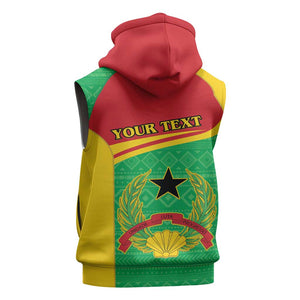 Personalised Afro Guinea Bissau Sleeveless Hoodie Coat Of Arms Mix African Pattern - African Pride