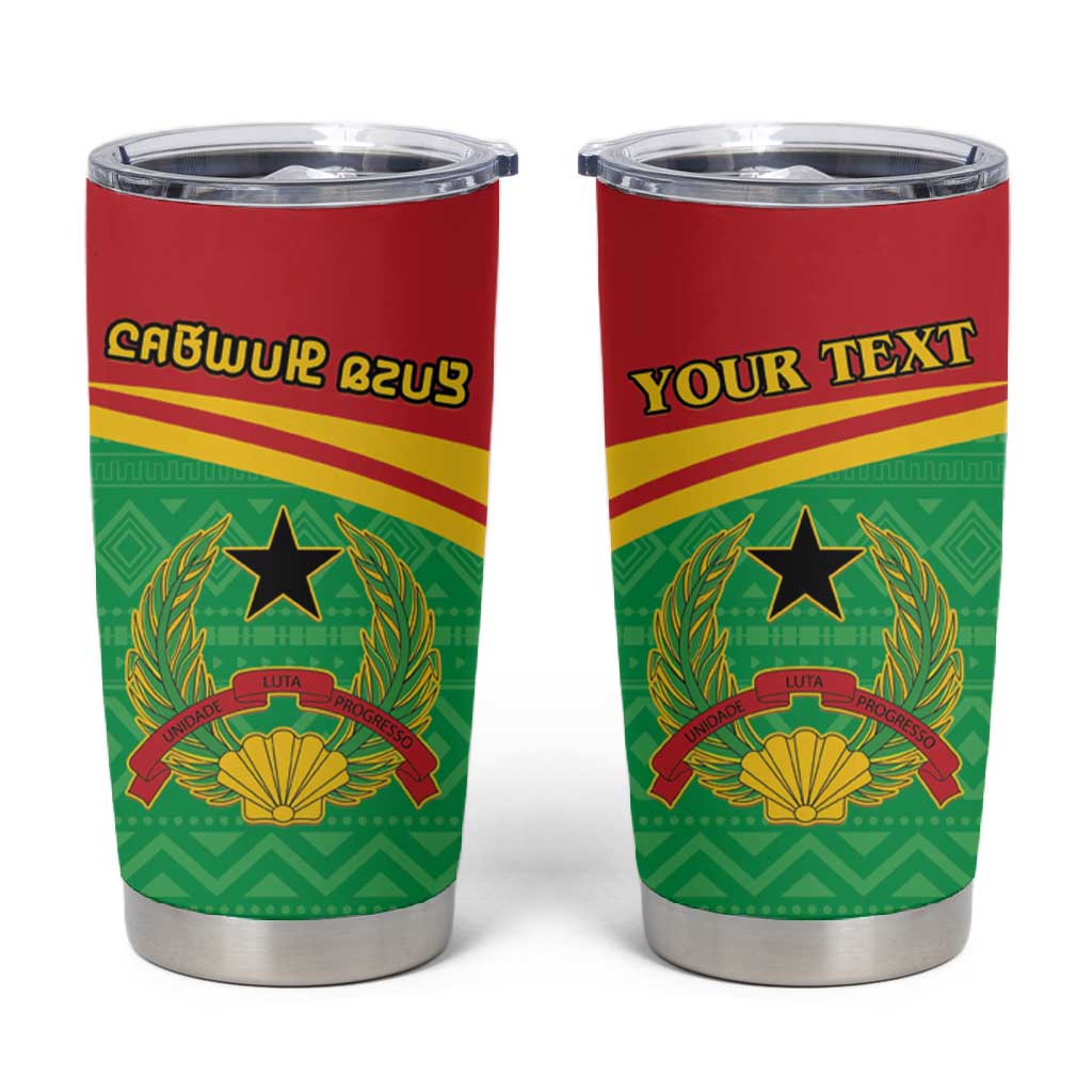 Personalised Afro Guinea Bissau Tumbler Cup Coat Of Arms Mix African Pattern