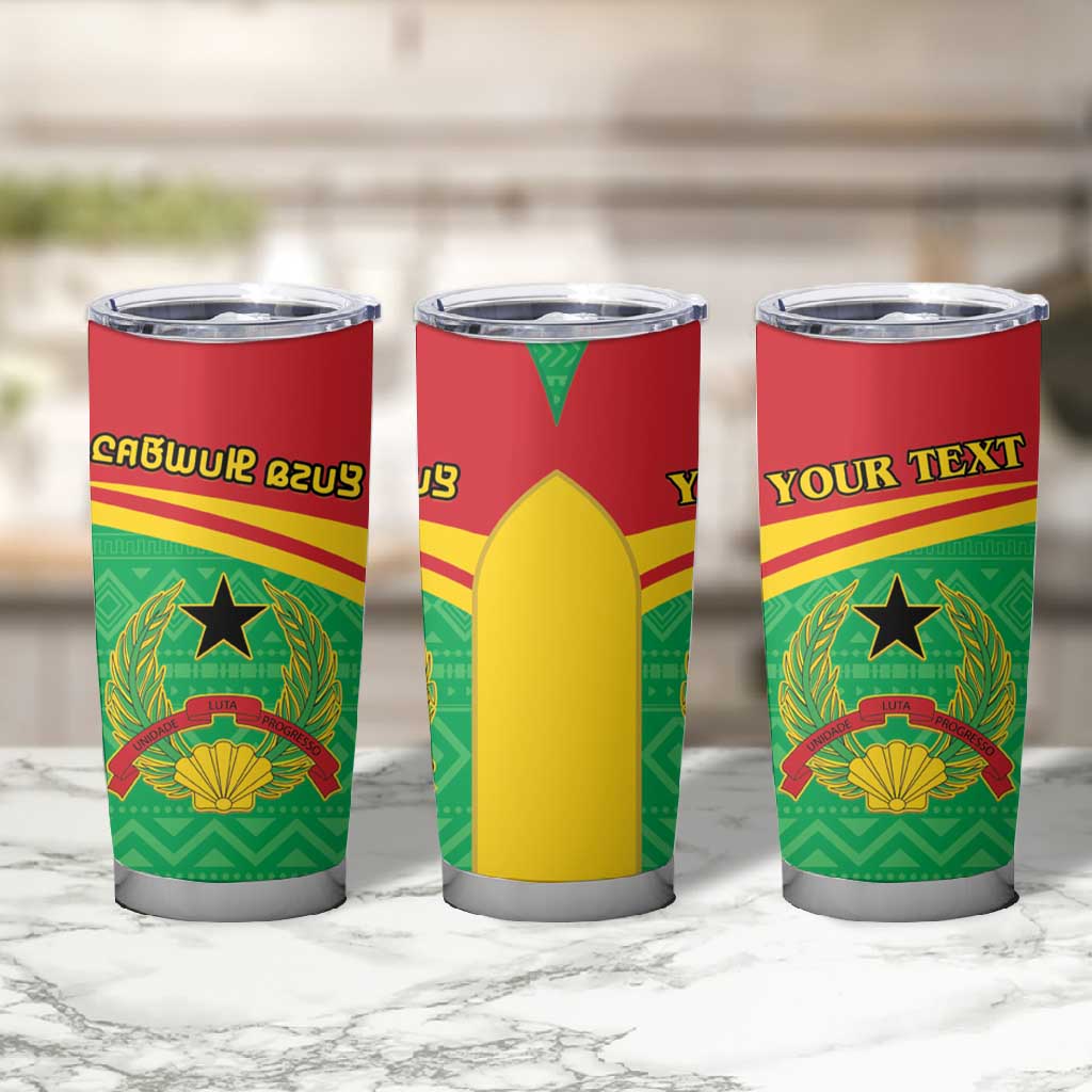Personalised Afro Guinea Bissau Tumbler Cup Coat Of Arms Mix African Pattern