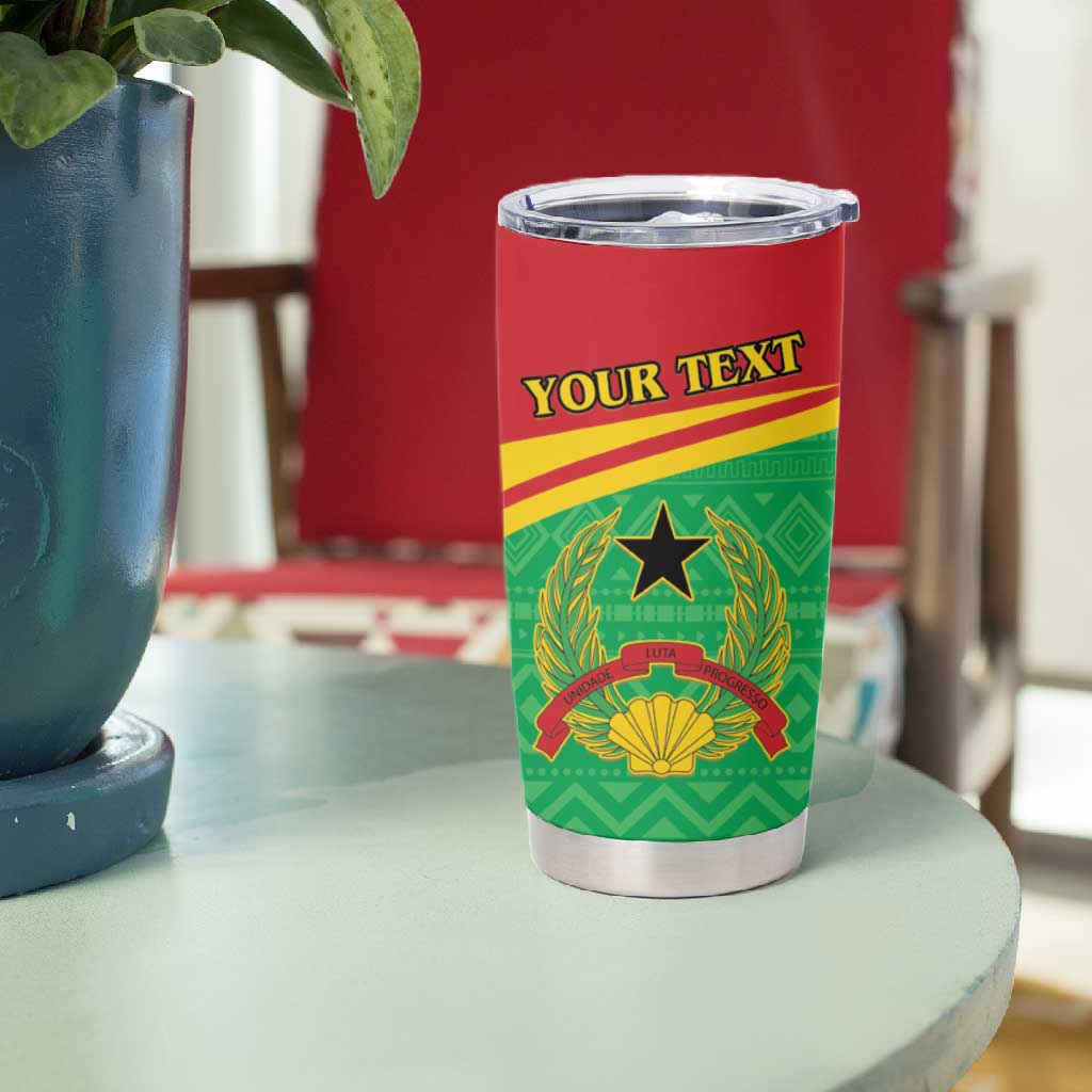 Personalised Afro Guinea Bissau Tumbler Cup Coat Of Arms Mix African Pattern