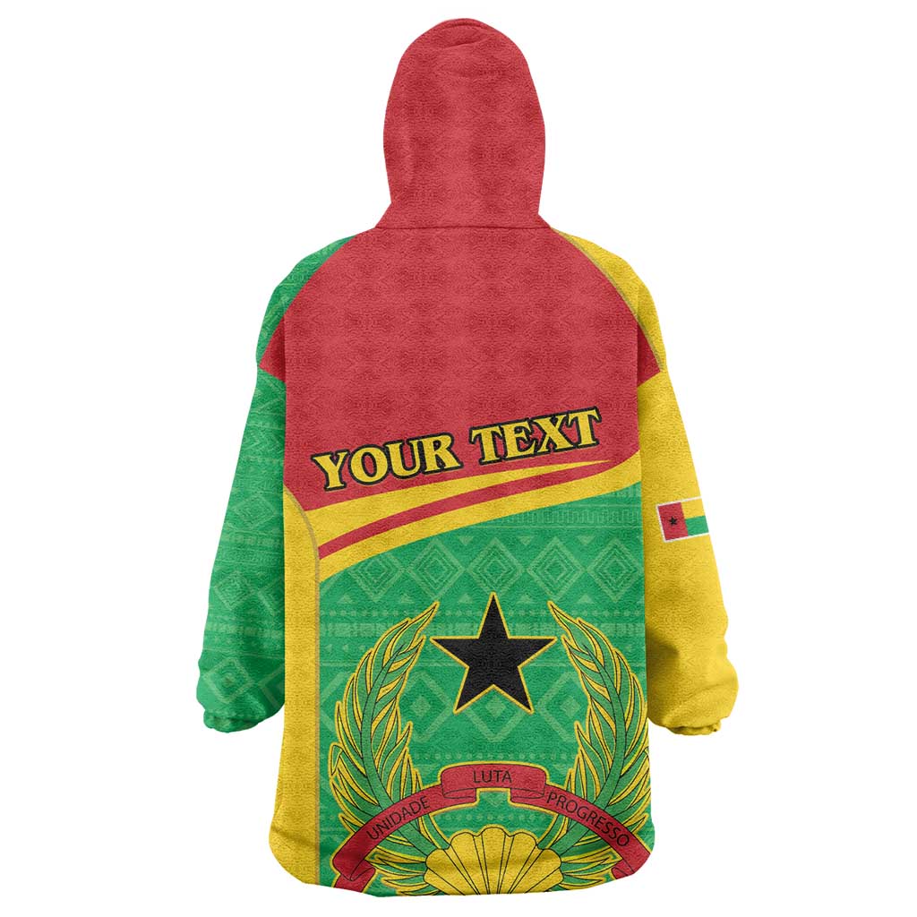 Personalised Afro Guinea Bissau Wearable Blanket Hoodie Coat Of Arms Mix African Pattern