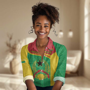 Personalised Afro Guinea Bissau Women Casual Shirt Coat Of Arms Mix African Pattern LT15