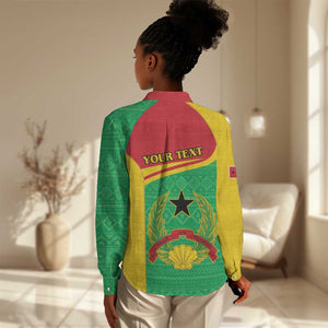 Personalised Afro Guinea Bissau Women Casual Shirt Coat Of Arms Mix African Pattern LT15