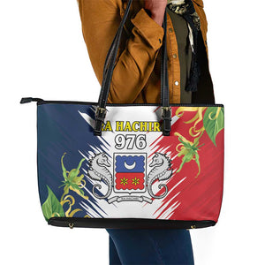Afro Ra Hachiri 976 Leather Tote Bag Coat Of Arms France Flag Style