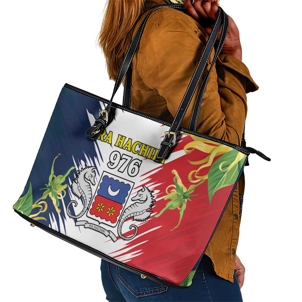 Afro Ra Hachiri 976 Leather Tote Bag Coat Of Arms France Flag Style