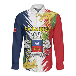 Afro Ra Hachiri 976 Long Sleeve Button Shirt Coat Of Arms France Flag Style