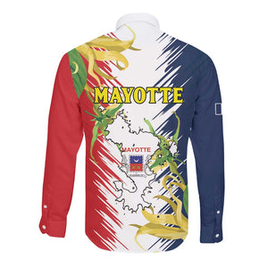 Afro Ra Hachiri 976 Long Sleeve Button Shirt Coat Of Arms France Flag Style