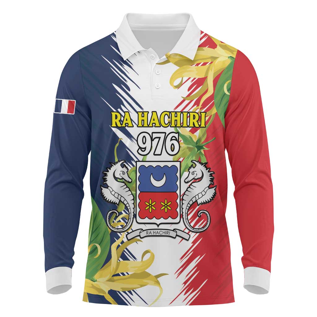 Afro Ra Hachiri 976 Long Sleeve Polo Shirt Coat Of Arms France Flag Style
