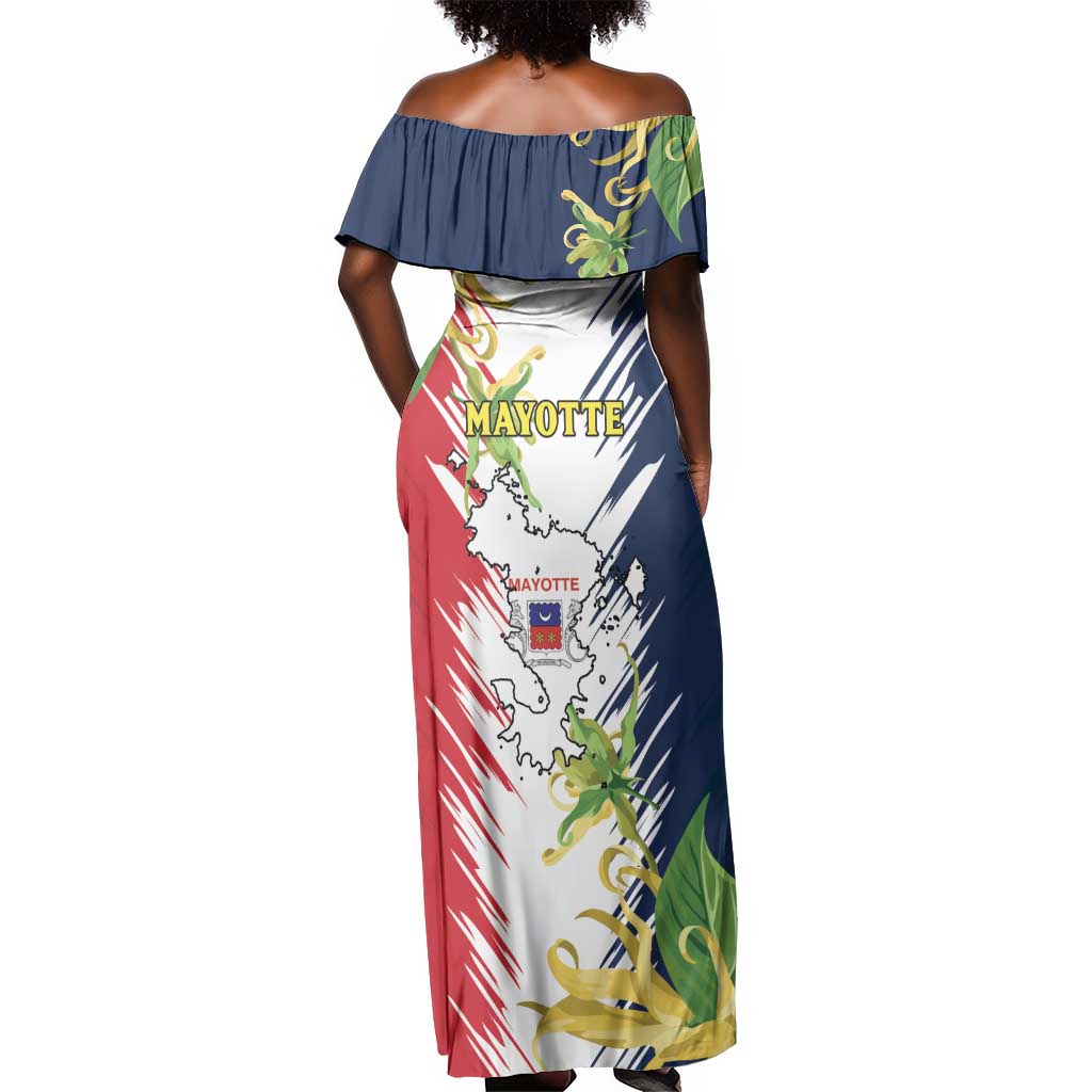 Afro Ra Hachiri 976 Off Shoulder Maxi Dress Coat Of Arms France Flag Style
