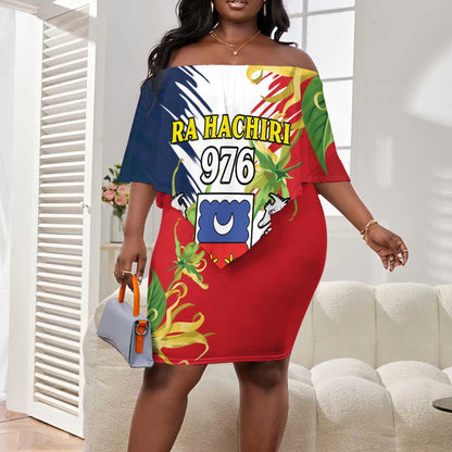 Afro Ra Hachiri 976 Off Shoulder Short Dress Coat Of Arms France Flag Style