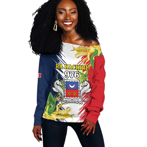Afro Ra Hachiri 976 Off Shoulder Sweater Coat Of Arms France Flag Style